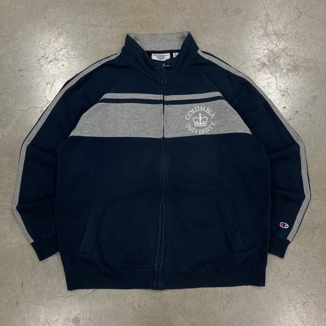 챔피온 네이비 컬러 컬럼비아 유니버시티 코튼 집업 상품이미지1