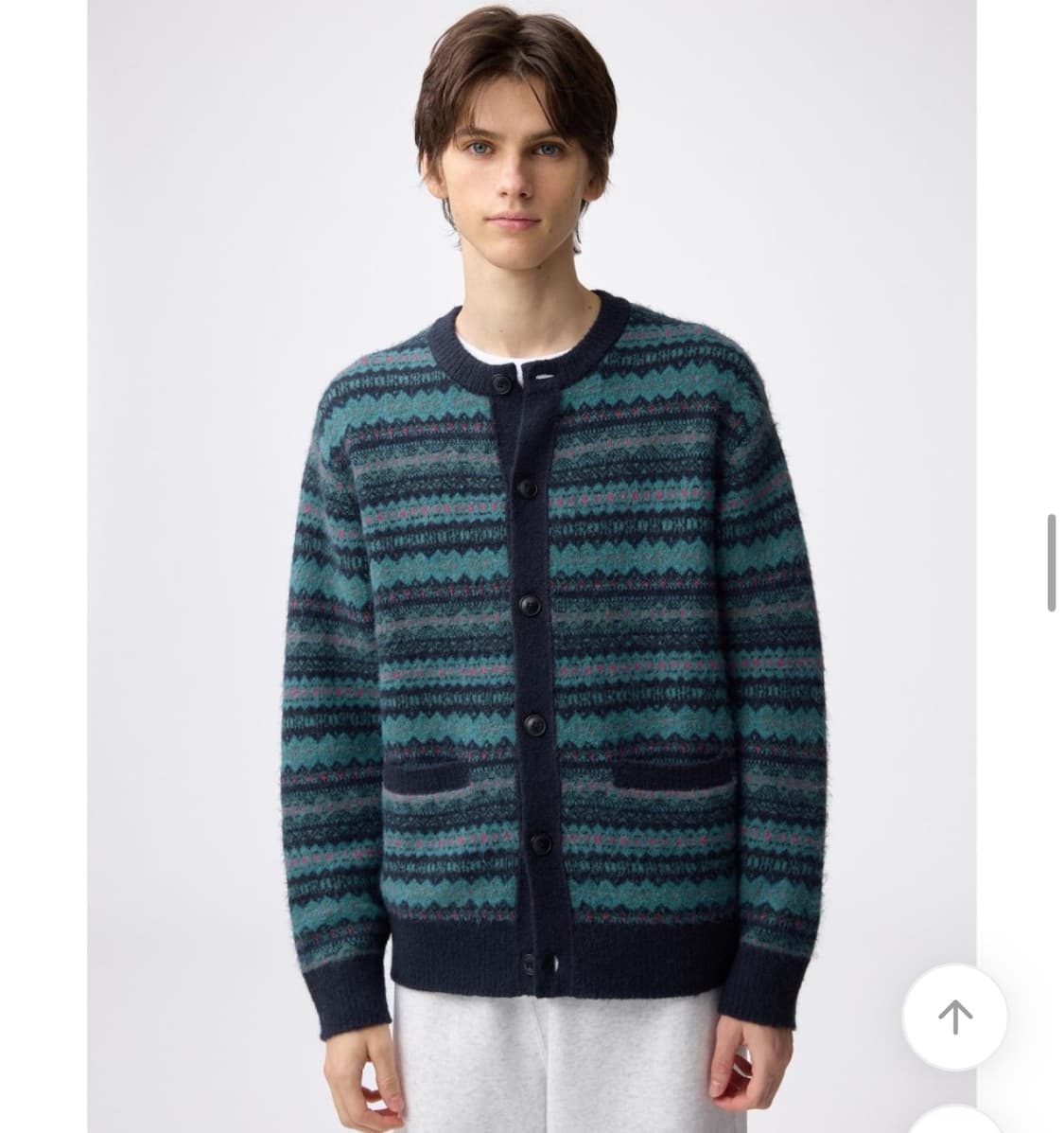 gu 퍼프니트 페어 아일 크루넥 가디건 S 상품이미지1