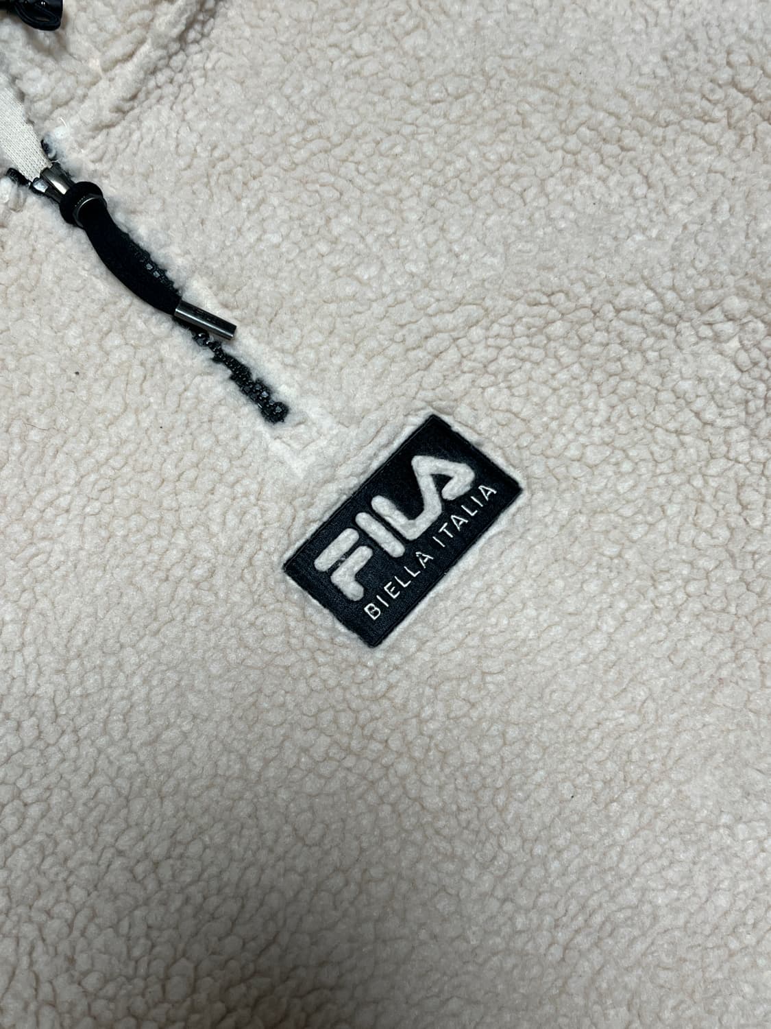 FILA 휠라 아이보리 뽀글이 반집업 후드티 L 상품이미지3