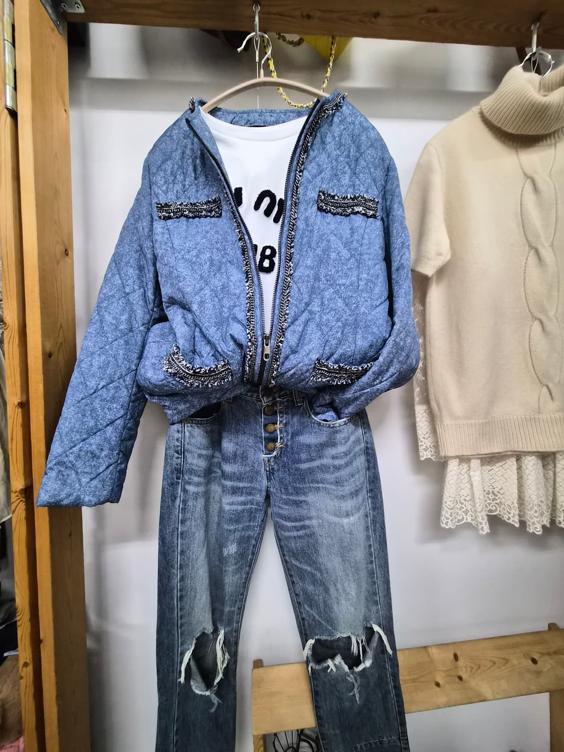 지컷 체인 퀼팅집업자켓 상품이미지1