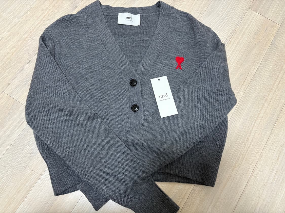 아미 AMI 여성 크롭 가디건 미디움 헤더 그레이 XS 새상품 상품이미지2