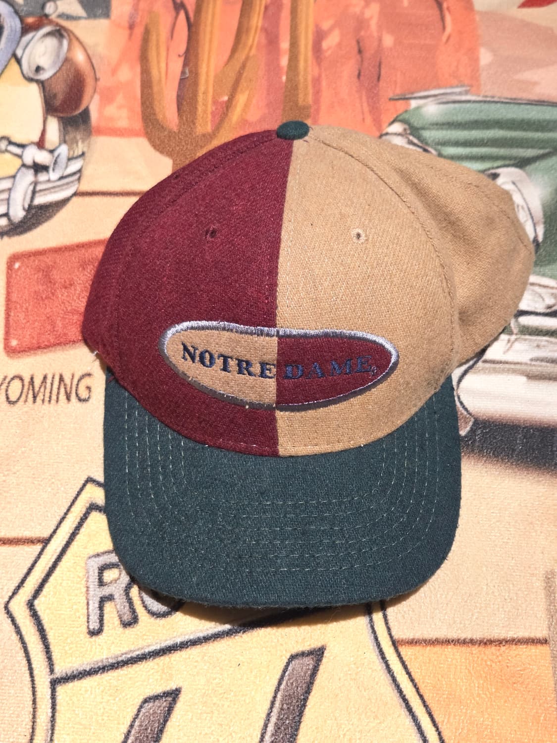 90's 아메리칸 니들제 노트르담 투톤 스트랩백 상품이미지1