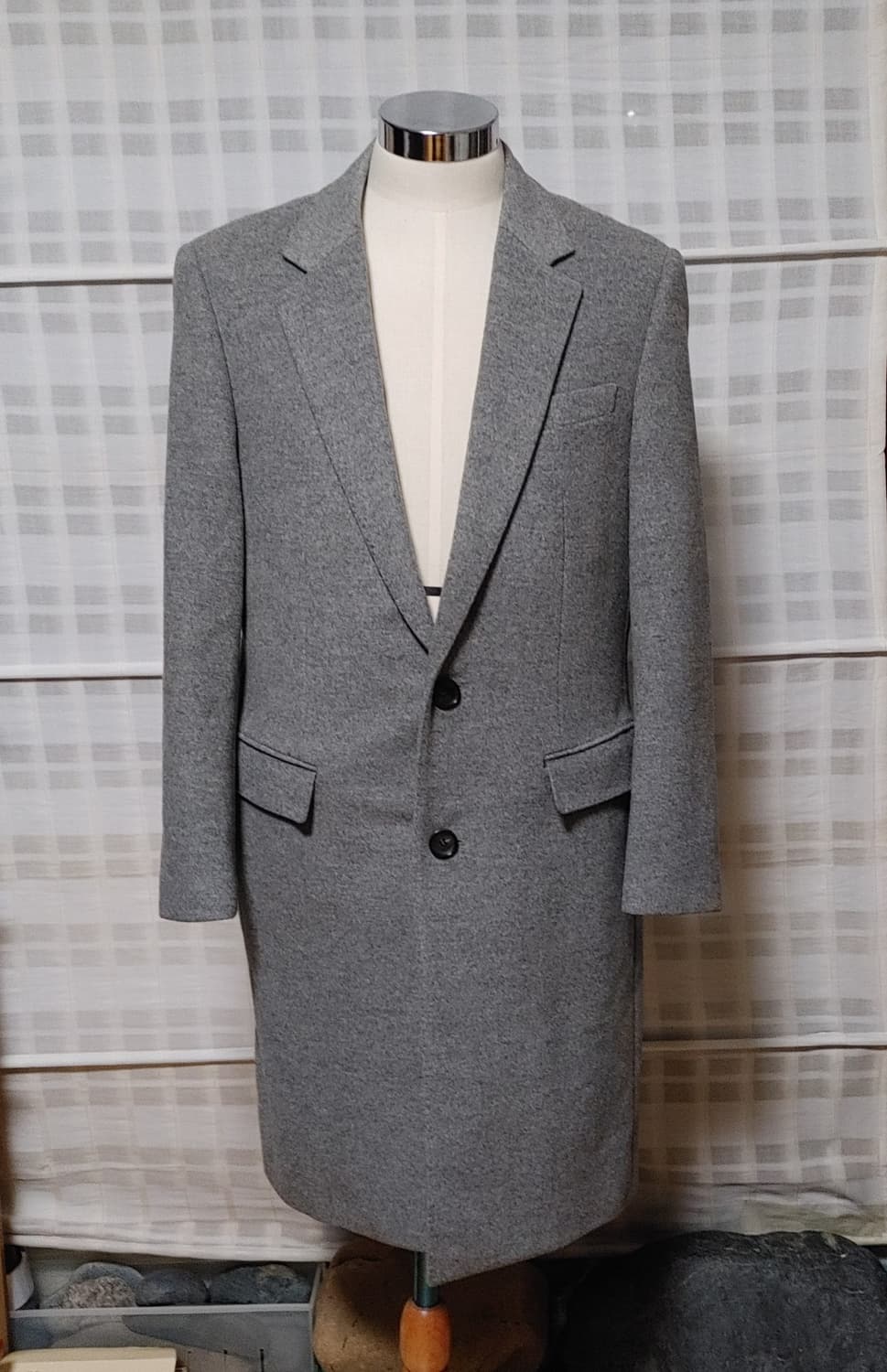 (캐시미어) 솔리드옴므 그레이 싱글 코트 105 (슬림) 상품이미지3