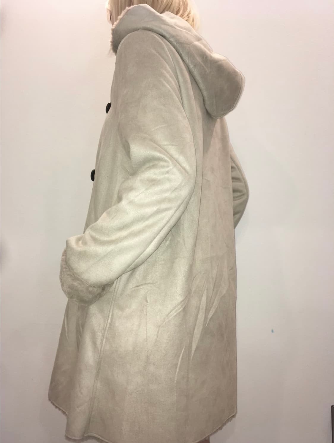 jpn vintage 그레이베이지 후드 더플 무스탕 상품이미지5