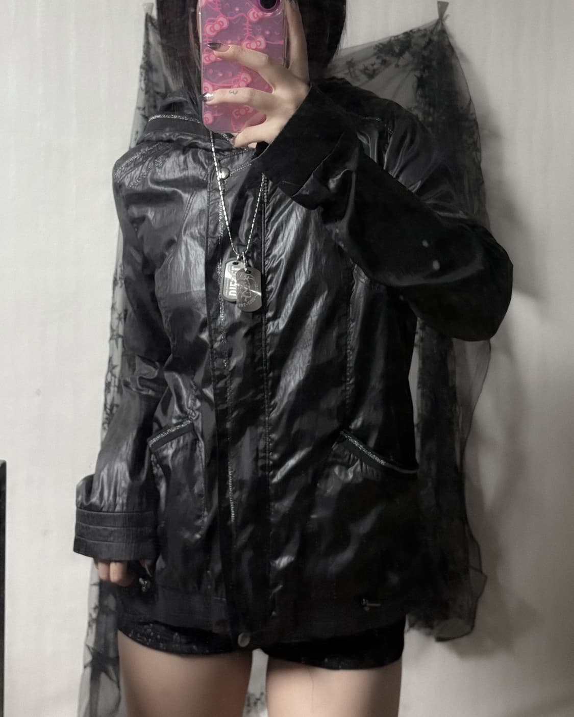 펑크 블랙 후드 자켓  상품이미지1