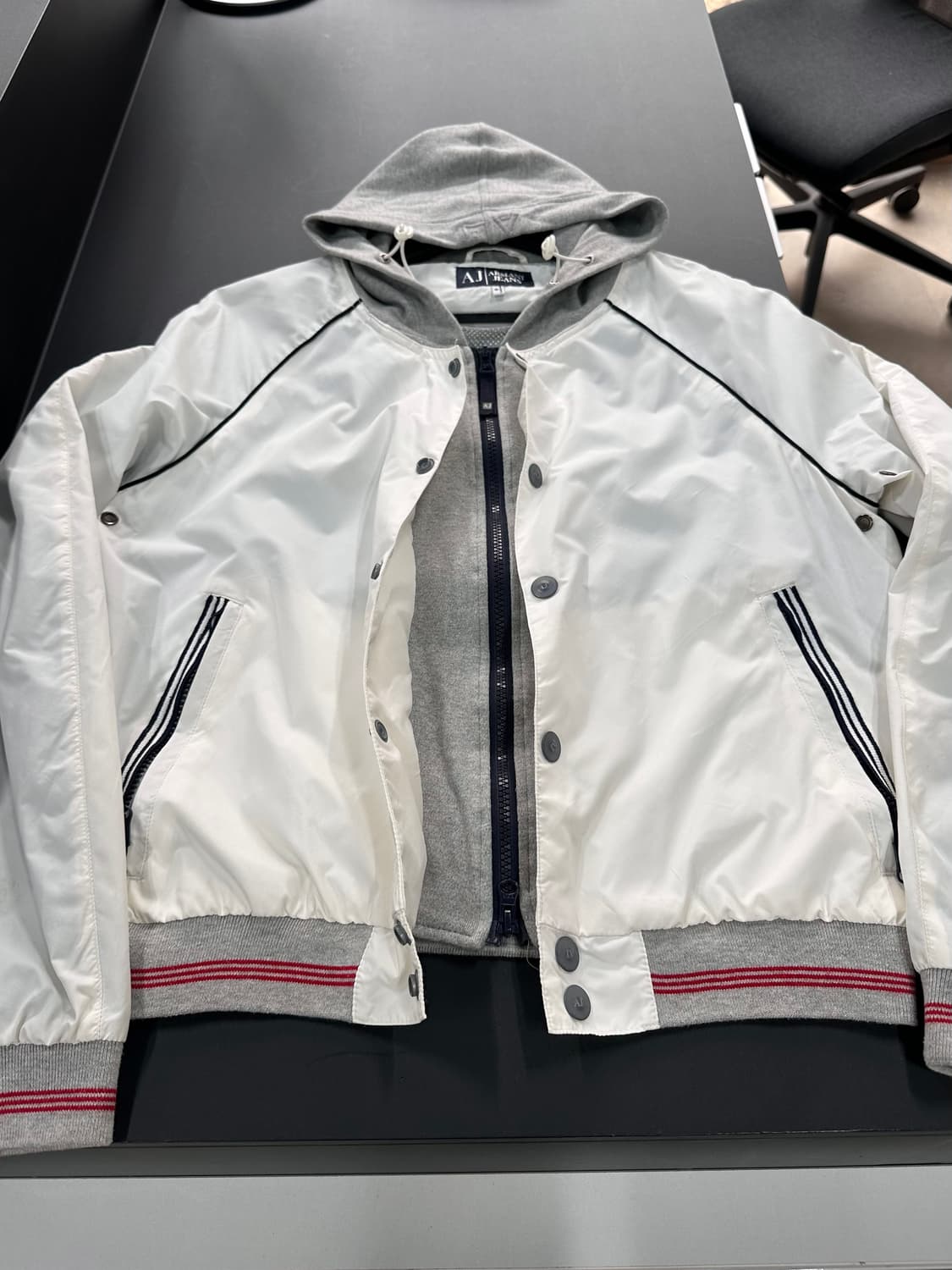 아르마니 진스 레이어드 투버튼 투웨이 후드자켓 상품이미지5