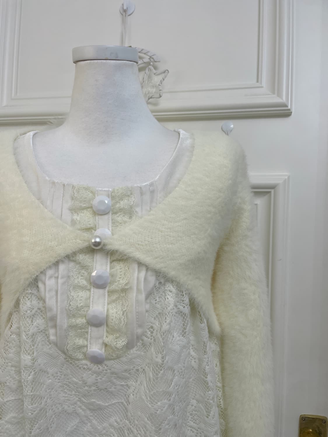 cream pearl point mini sweater bolero 상품이미지7