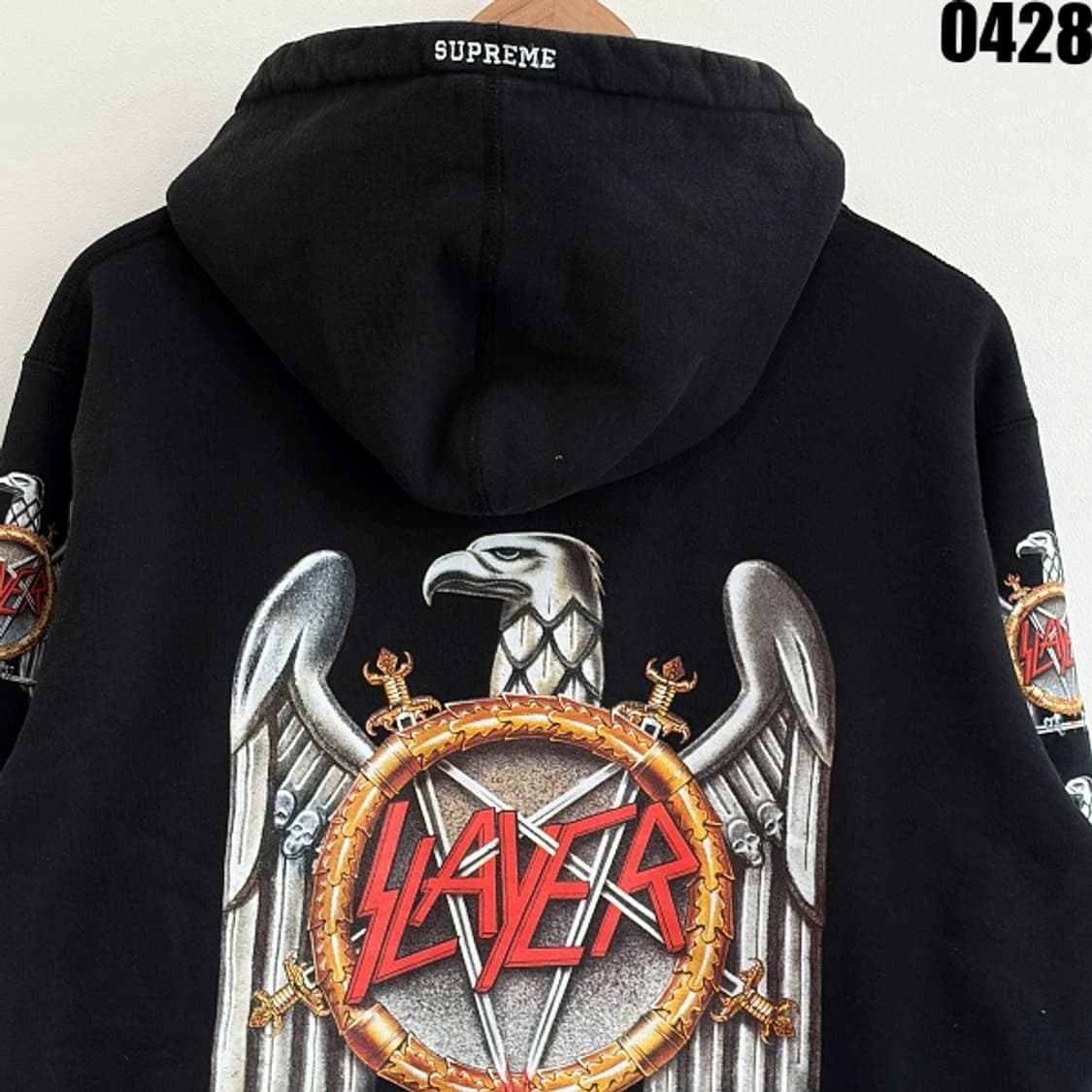 슈프림 x 슬레이어 이글 로고 후드티 블랙 L 0428 상품이미지9