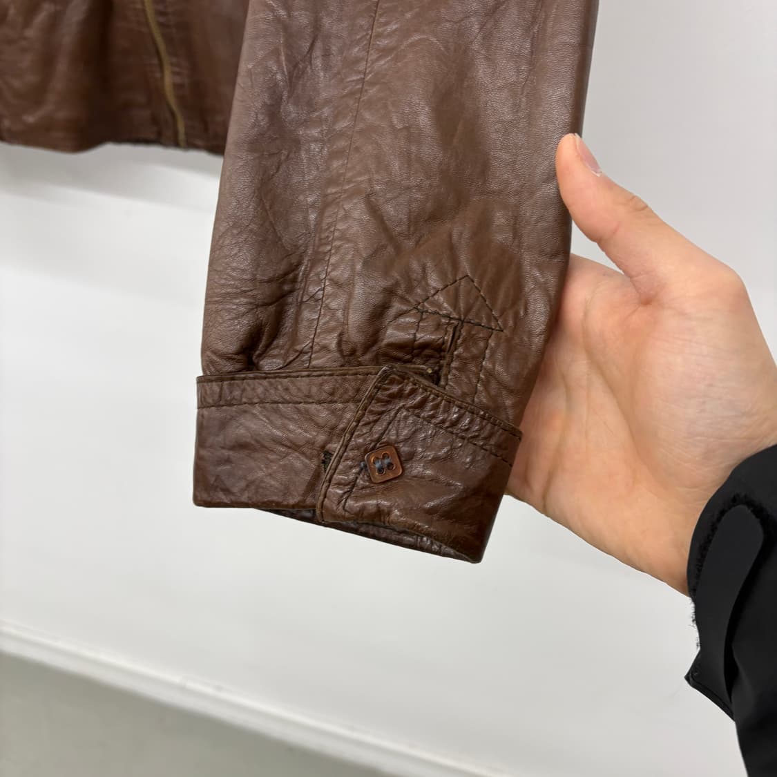 빈티지 브라운 송아지 가죽 자켓 여성M 상품이미지3