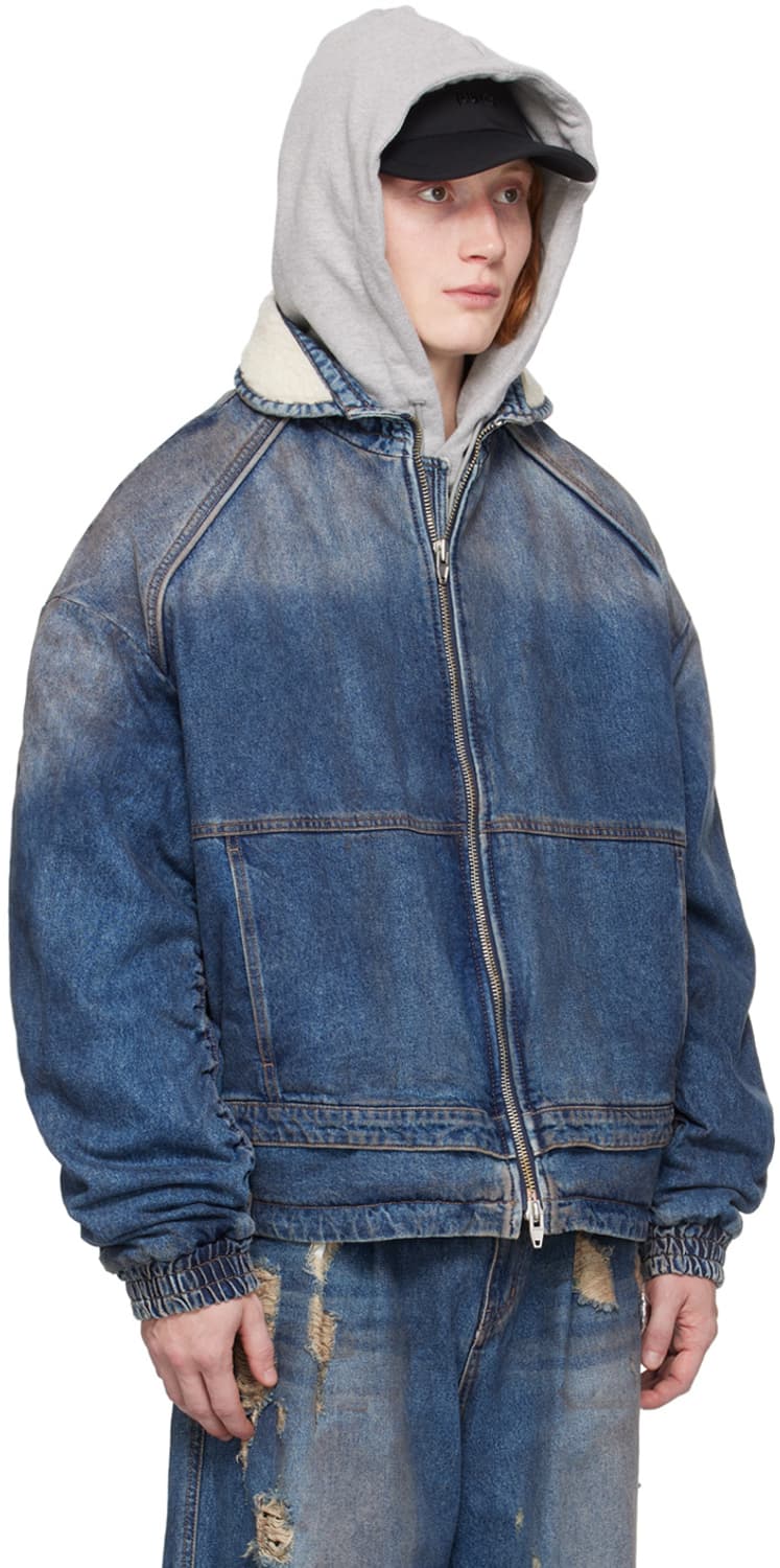 준지 오일워싱 데님 무스탕 배색 패디드 재킷 50 상품이미지1