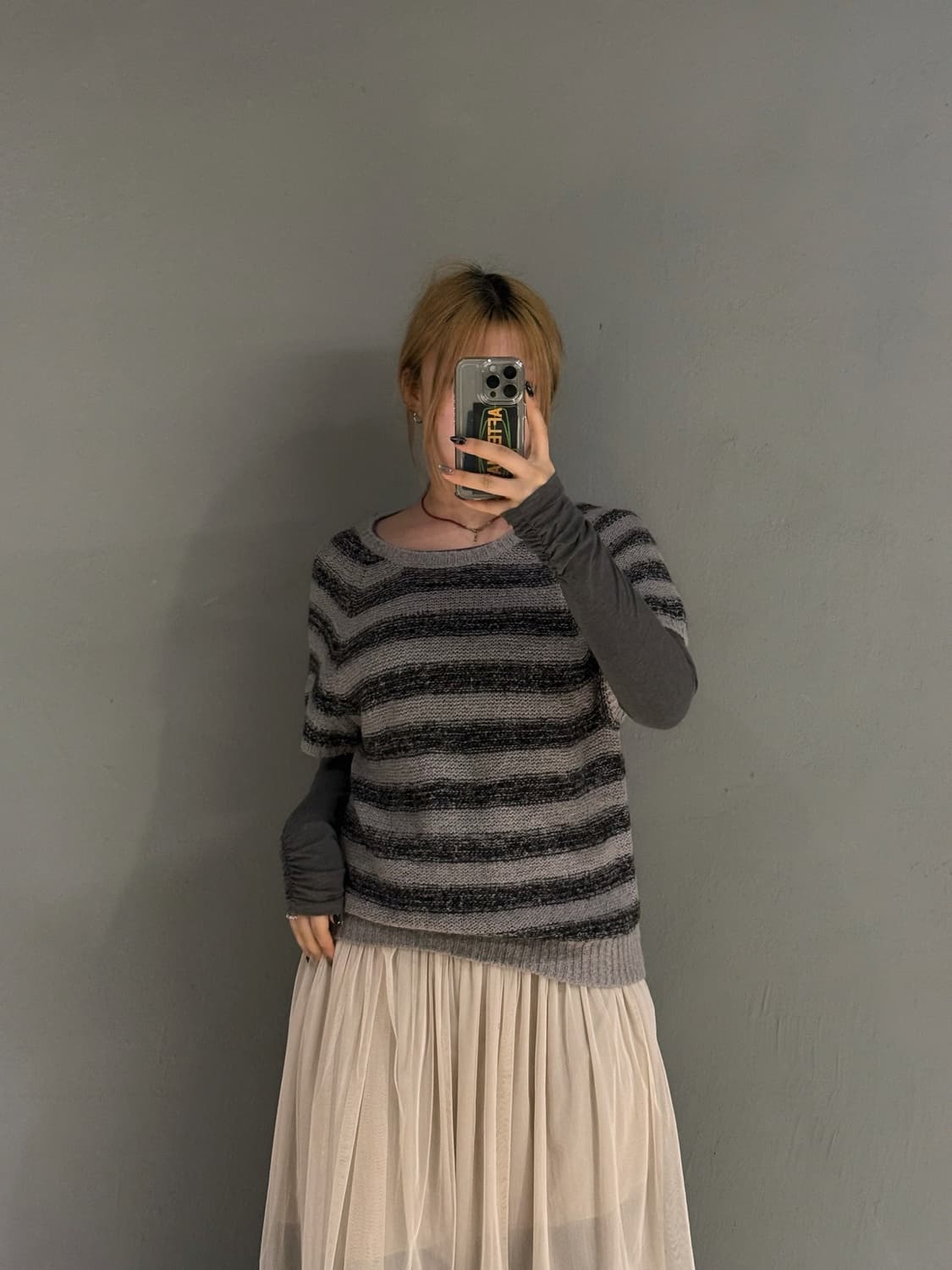 bokashi stripe round-neck knit top 상품이미지2