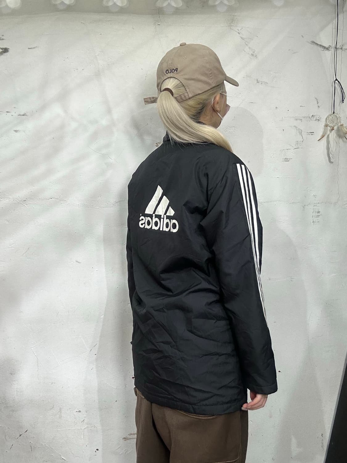 아디다스 블랙 빅 로고 화이트 삼선 바람막이 자켓  상품이미지3
