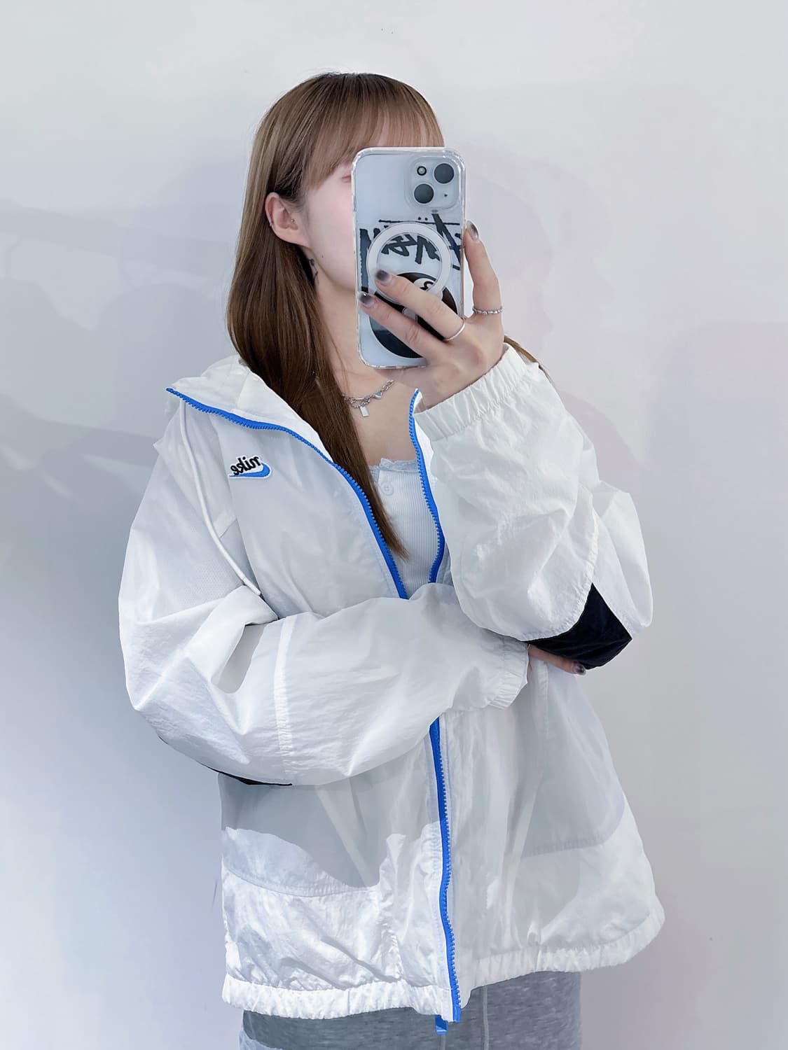 나이키 화이트 스우시 바람막이 상품이미지1