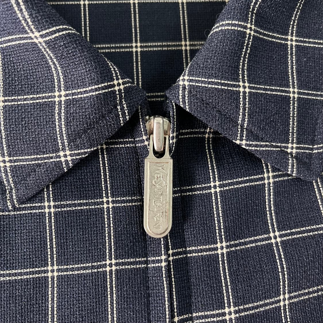 100 입생로랑 ysl 로고 린넨 블루종 자켓 상품이미지3