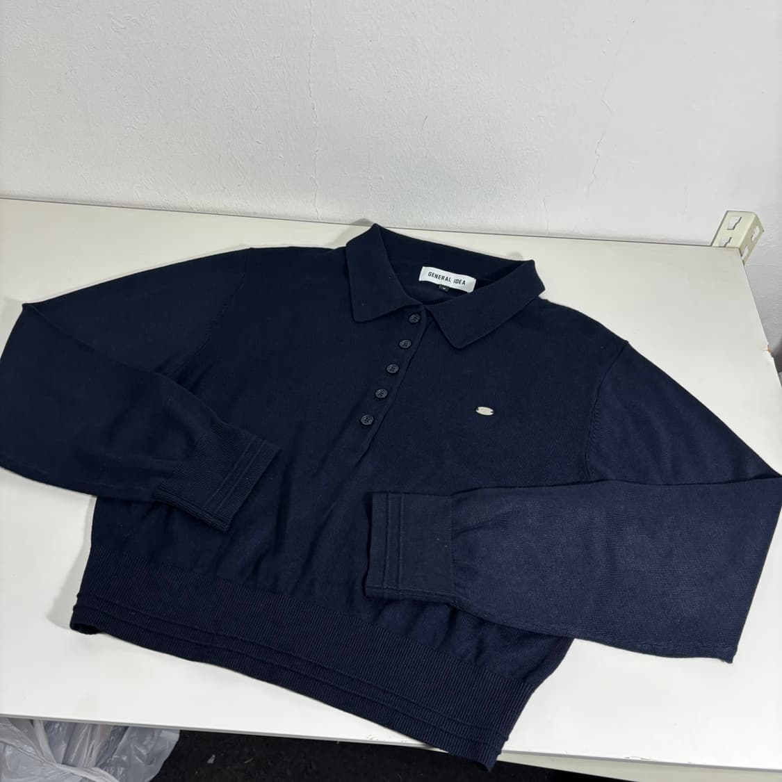 우먼M 제너럴아이디어 다크네이비 카라 반집업니트 상품이미지2