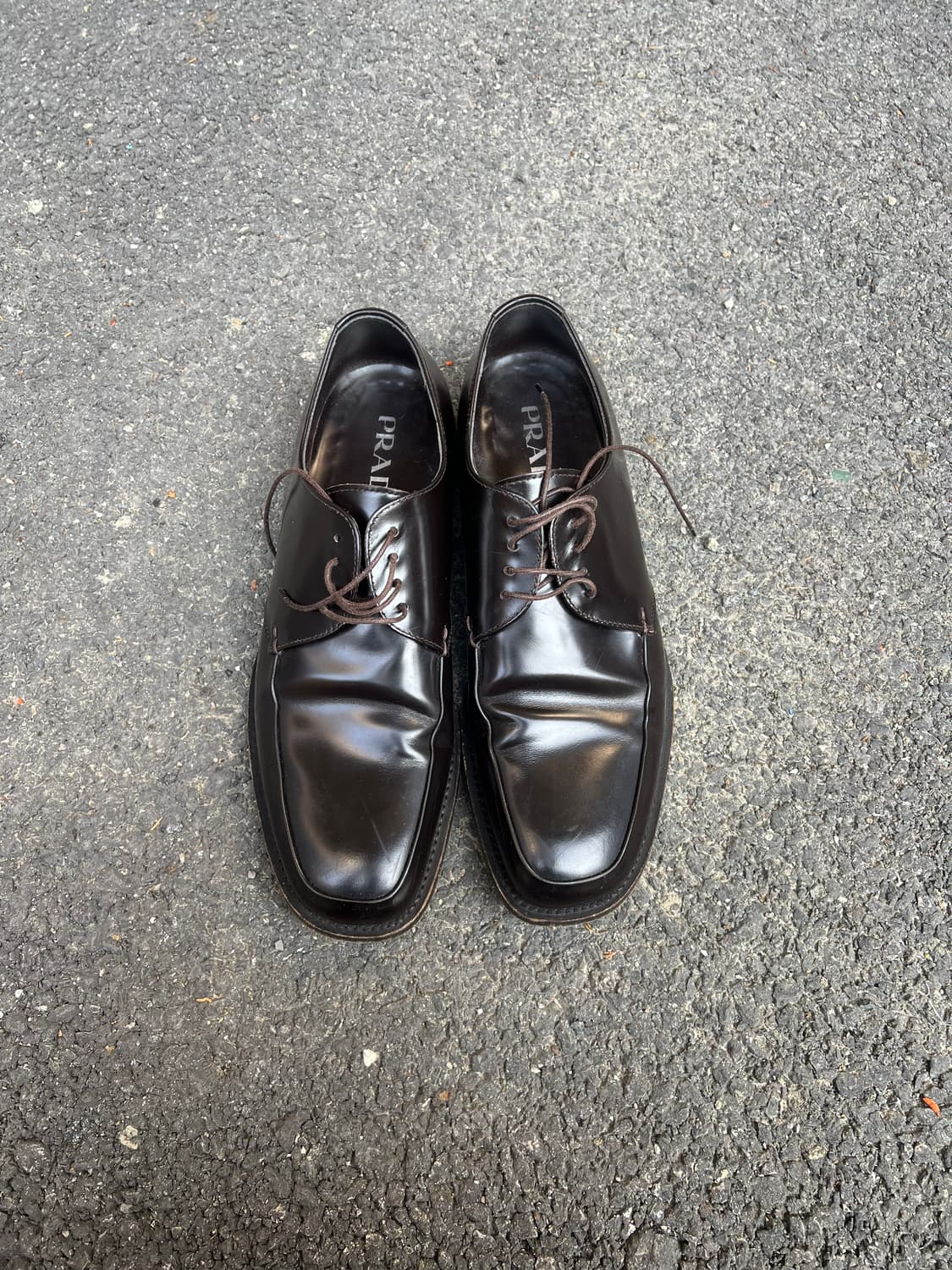 prada 브라운 세미 스퀘어토 더비 상품이미지1