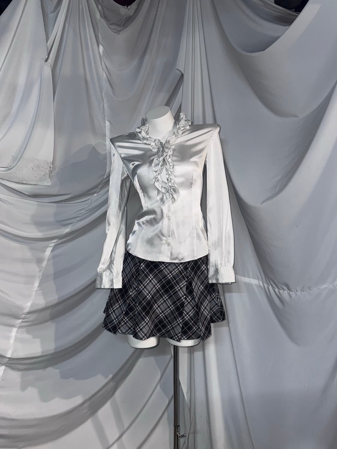 무채색 체크 공겜여주 프레피 코디세트  상품이미지3