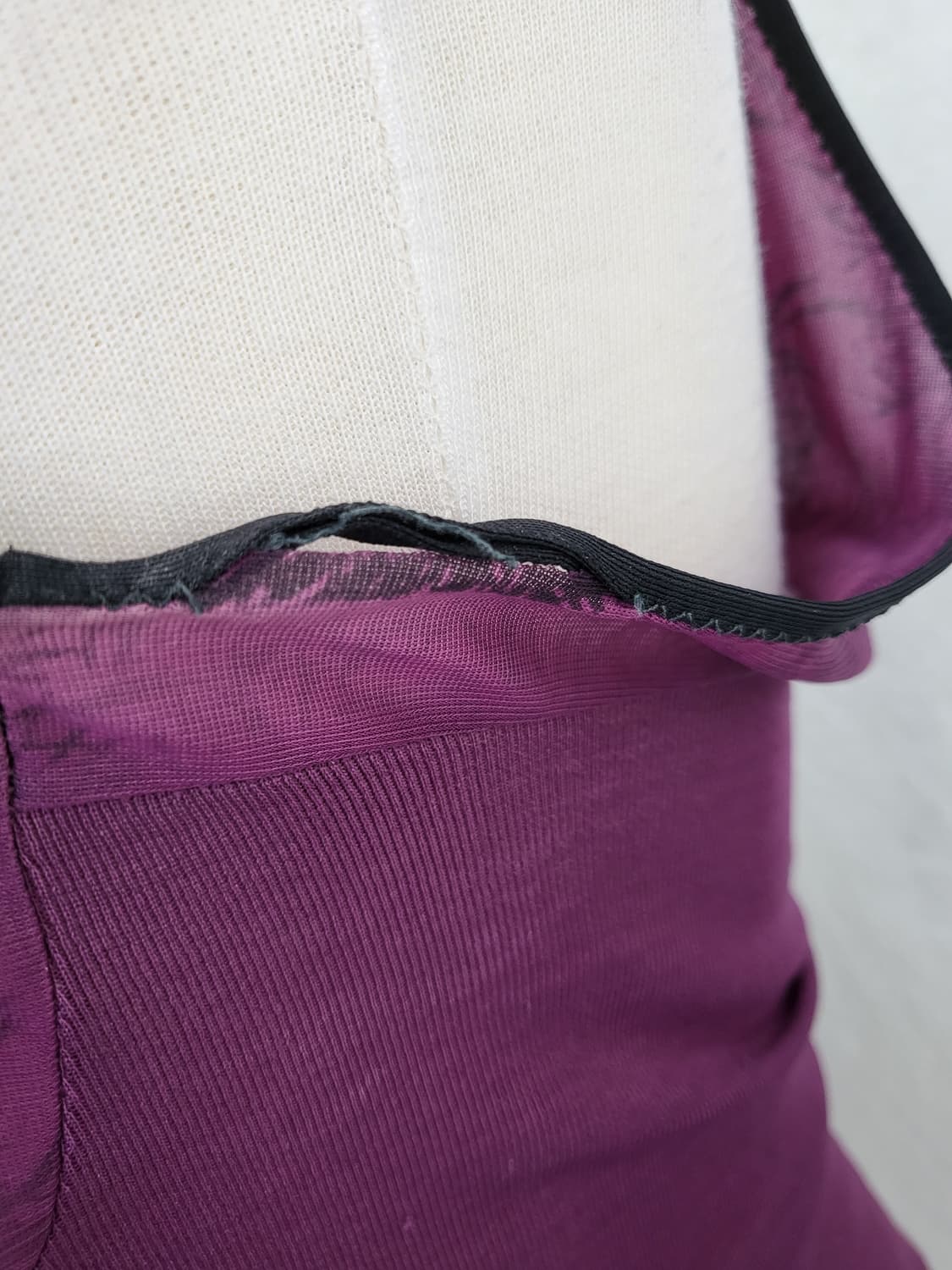 B급 빈티지 딥 퍼플 트임 리본 슬리브리스 나시 탑 상품이미지5