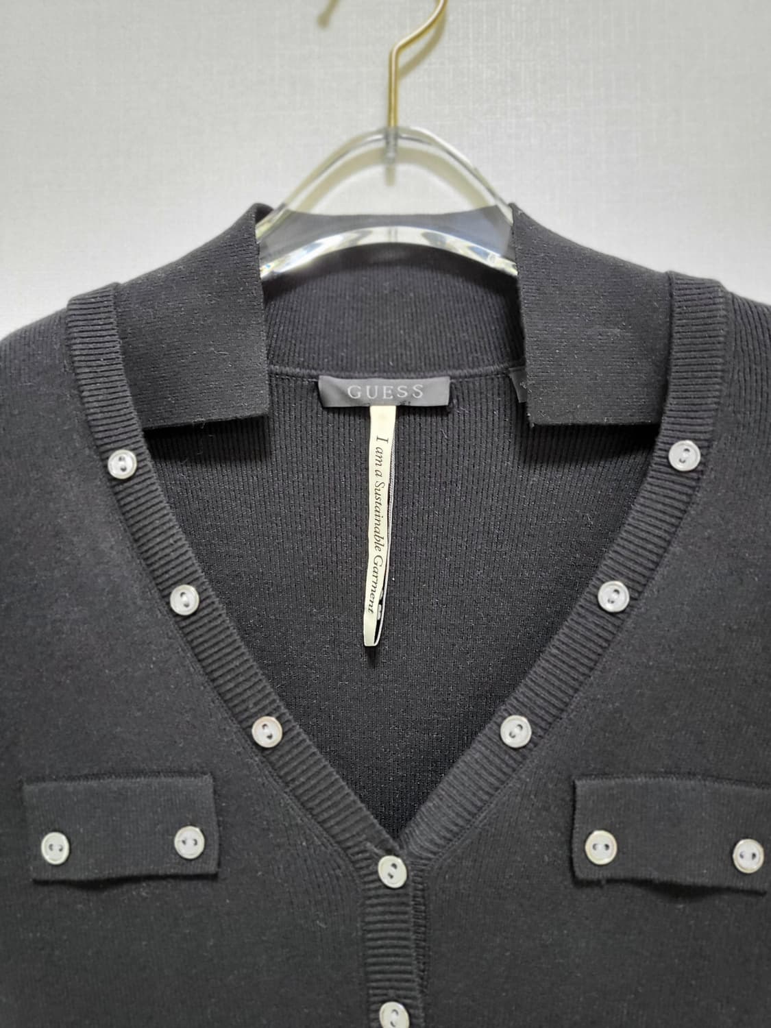 아주 부드러운 GUESS 블랙 니트 미디 원피스 S 55-날씬66 상품이미지4