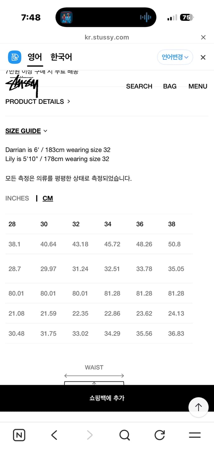 스투시 뉴 클래식 진 데님 미디엄 블루 38 상품이미지3