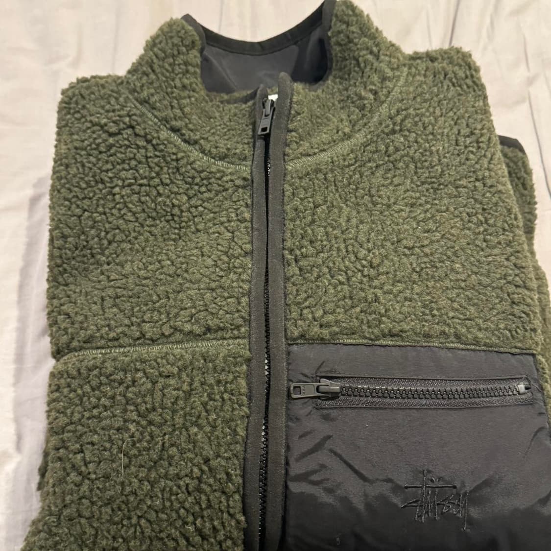 스투시 쉐르파 플리스 자켓 카키 상품이미지1