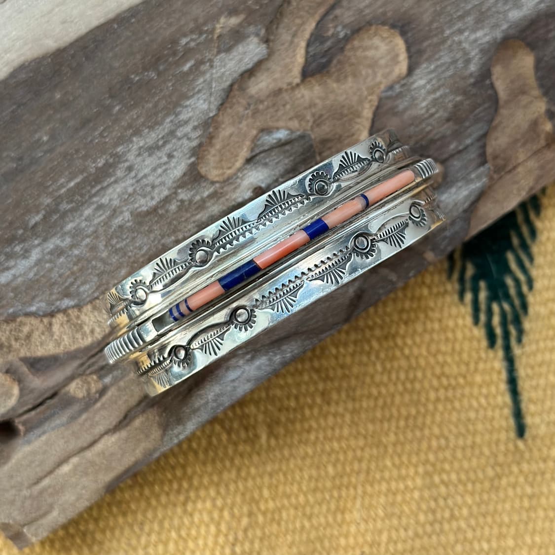 네이티브아메리칸 인디언주얼리 나바호 Rick tolino 인레이 커프 상품이미지3