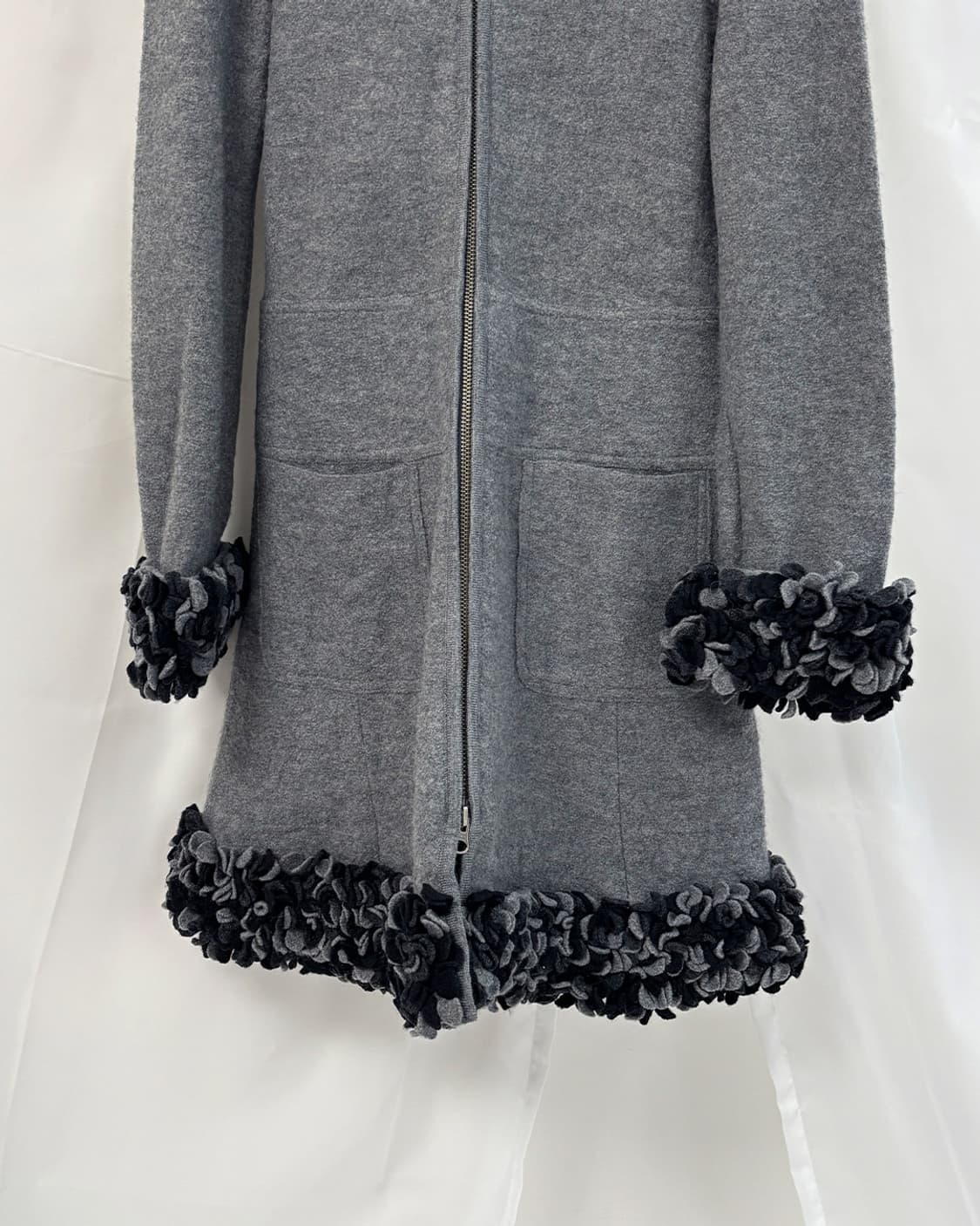 EMPORIO ARMANI 모노 페탈 텍스처 울 집업 코트 상품이미지4