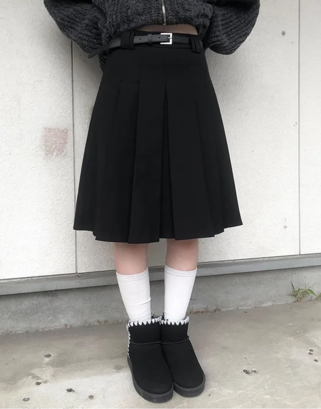 애니원모어 노티드 미디 플리츠 스커트 빈티지 상품이미지1