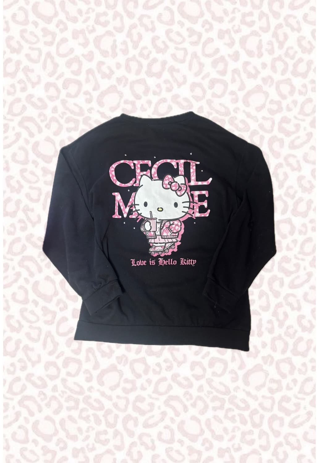 세실맥비 x 헬로키티 대대장 핑크호피 갸루 히메갸루 맨투맨 티셔츠 상품이미지1