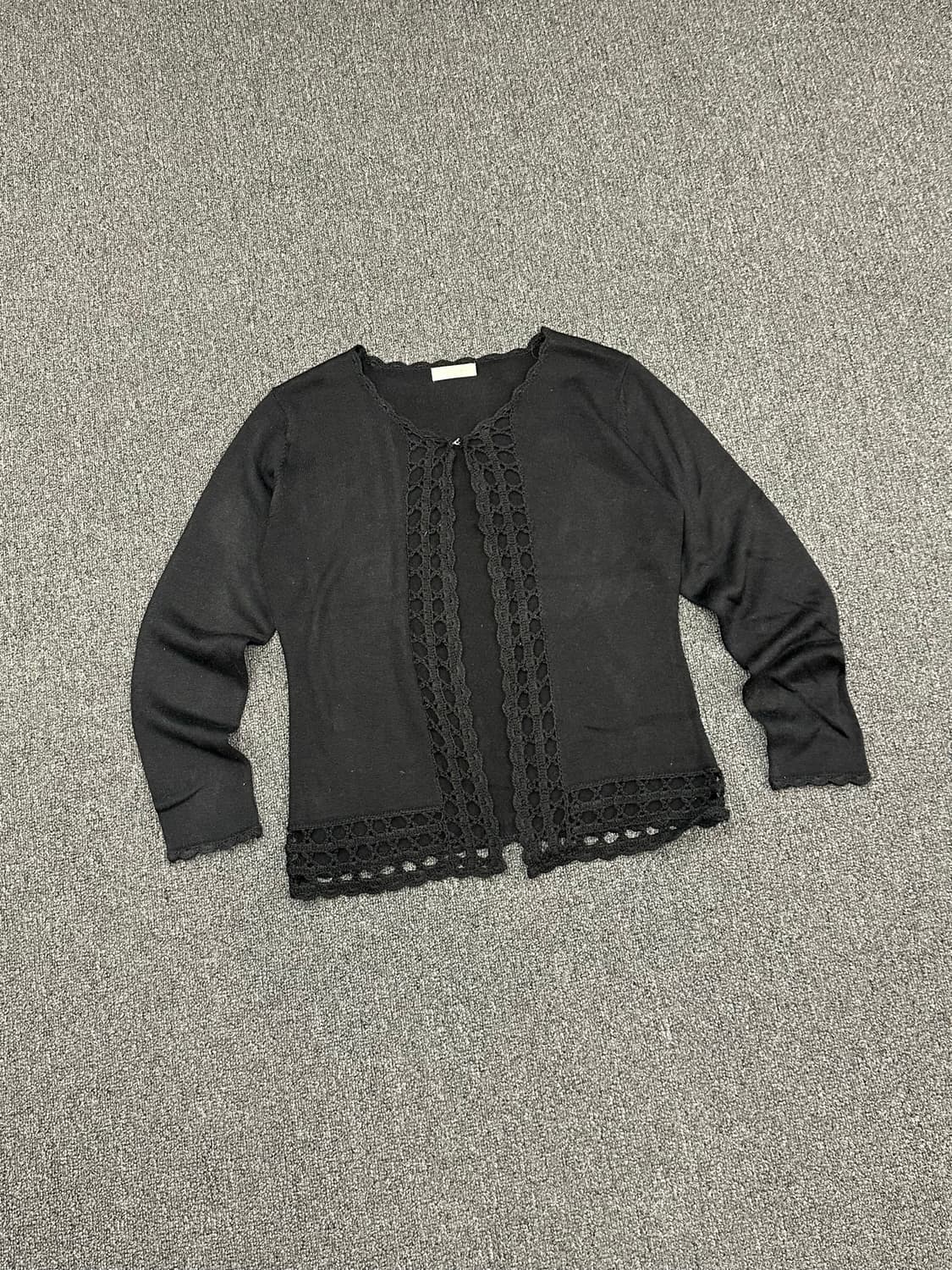 OS)Japanese vintage 여성 레이스 블랙 가디건 상품이미지1