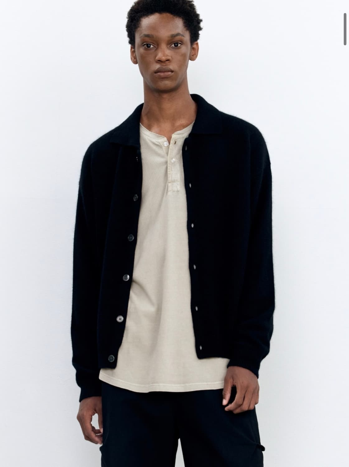 인사일런스 앙고라 믹스드 칼라 카디건 BLACK L사이즈 상품이미지2