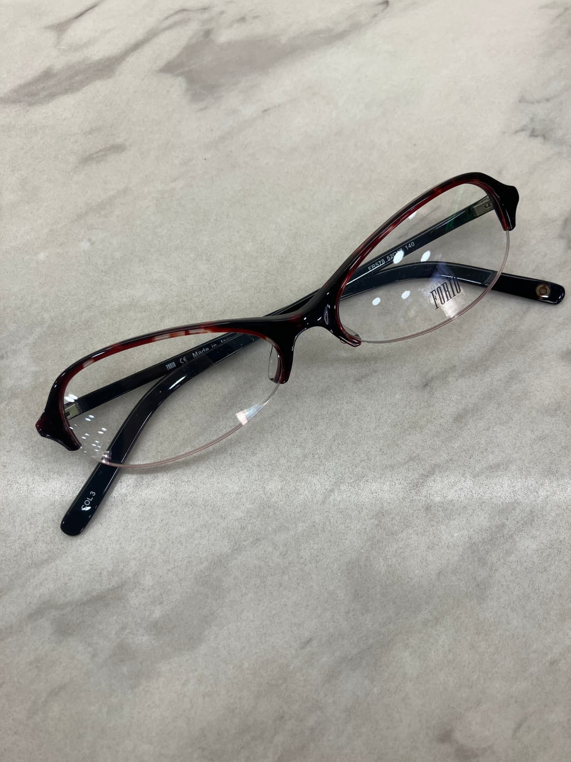 포리오 Forio 브라운 오벌 반무테 안경 상품이미지1