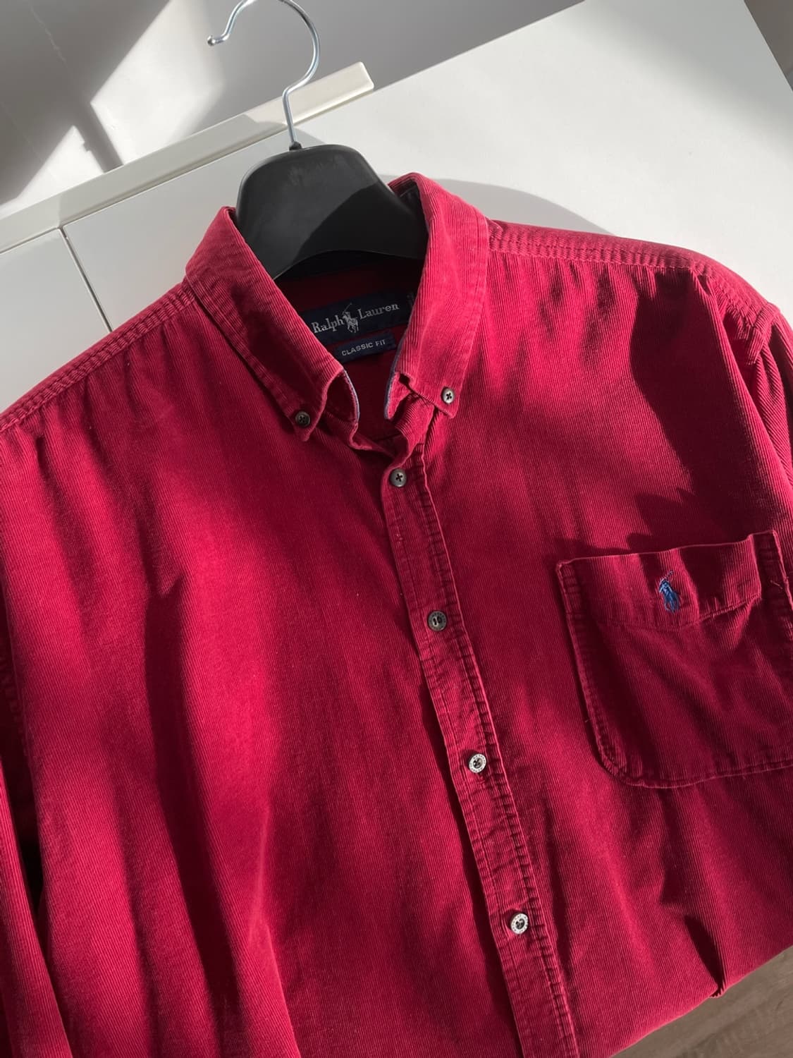 90s 폴로 랄프로렌 레드 코듀로이 셔츠 상품이미지1