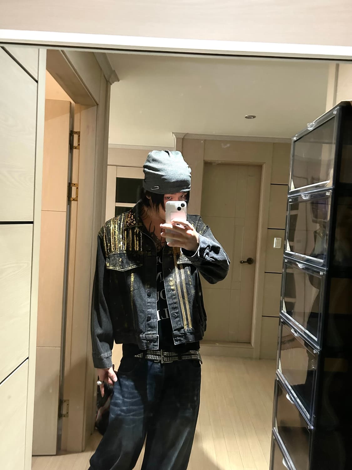 Beaded Eyelet Detail Trucker Denim 상품이미지3