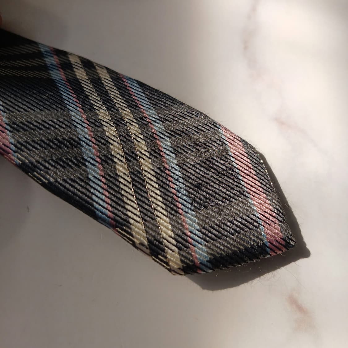 DAKS 닥스 실크 그레이 체크 넥타이 9.5cm B등급 e816 상품이미지10