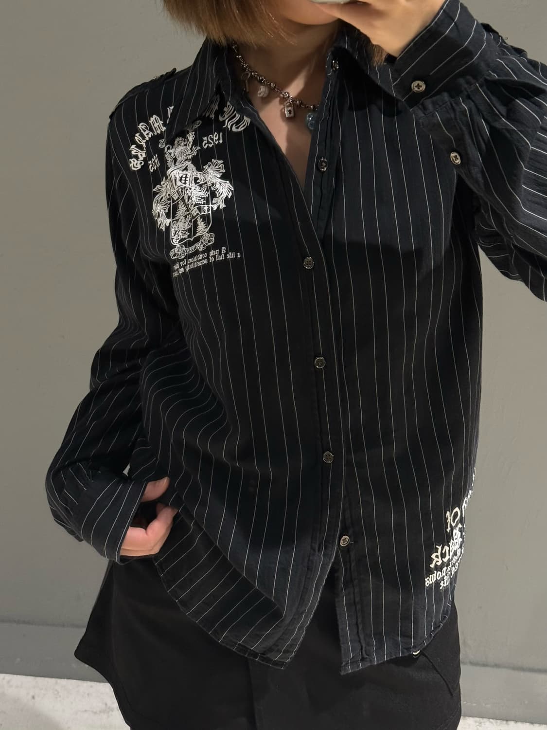 printing detail stripe pattern shirt 상품이미지2