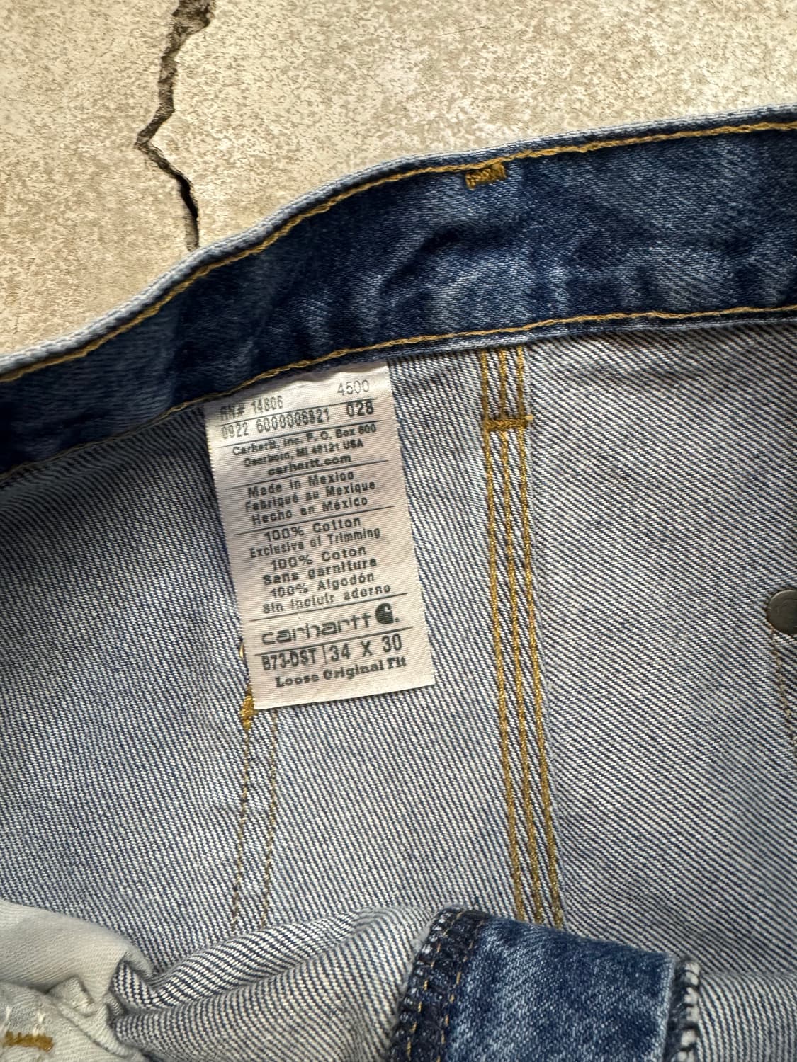 칼하트 B73 DST 데님 더블니 워크팬츠 상품이미지3