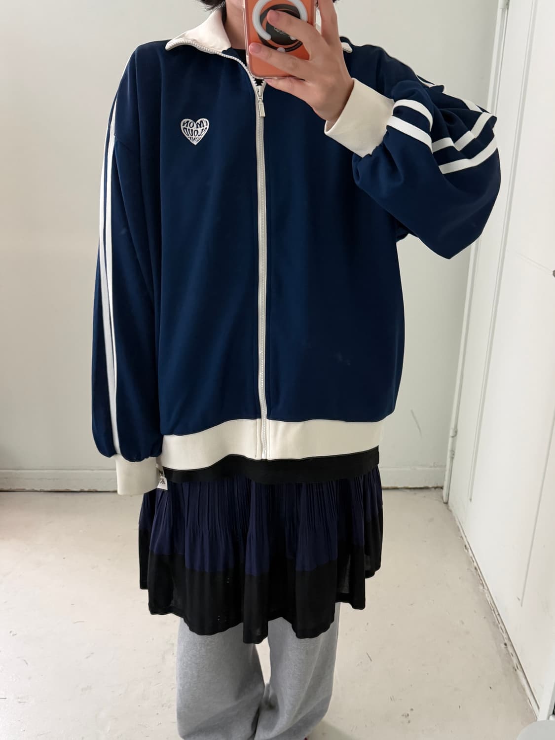 일본빈티지 네이비 하트 져지 상품이미지4