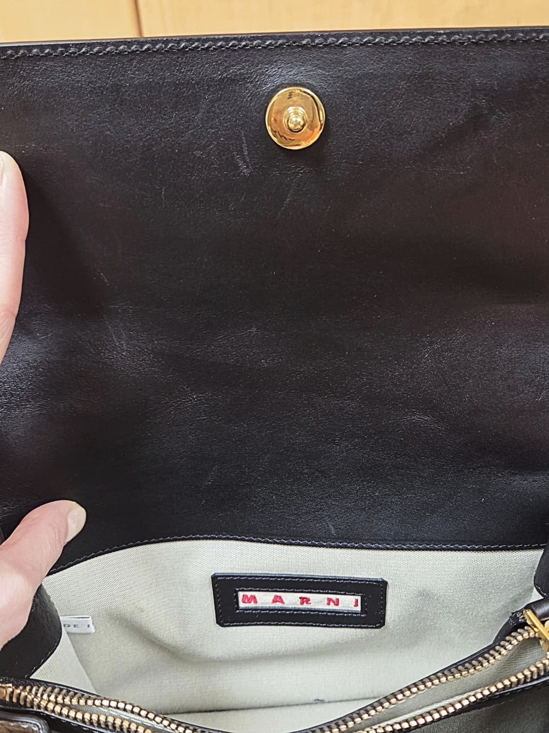 마르니Marni 체크 트렁크백 미디엄 사이즈/오렌지블랙 상품이미지4