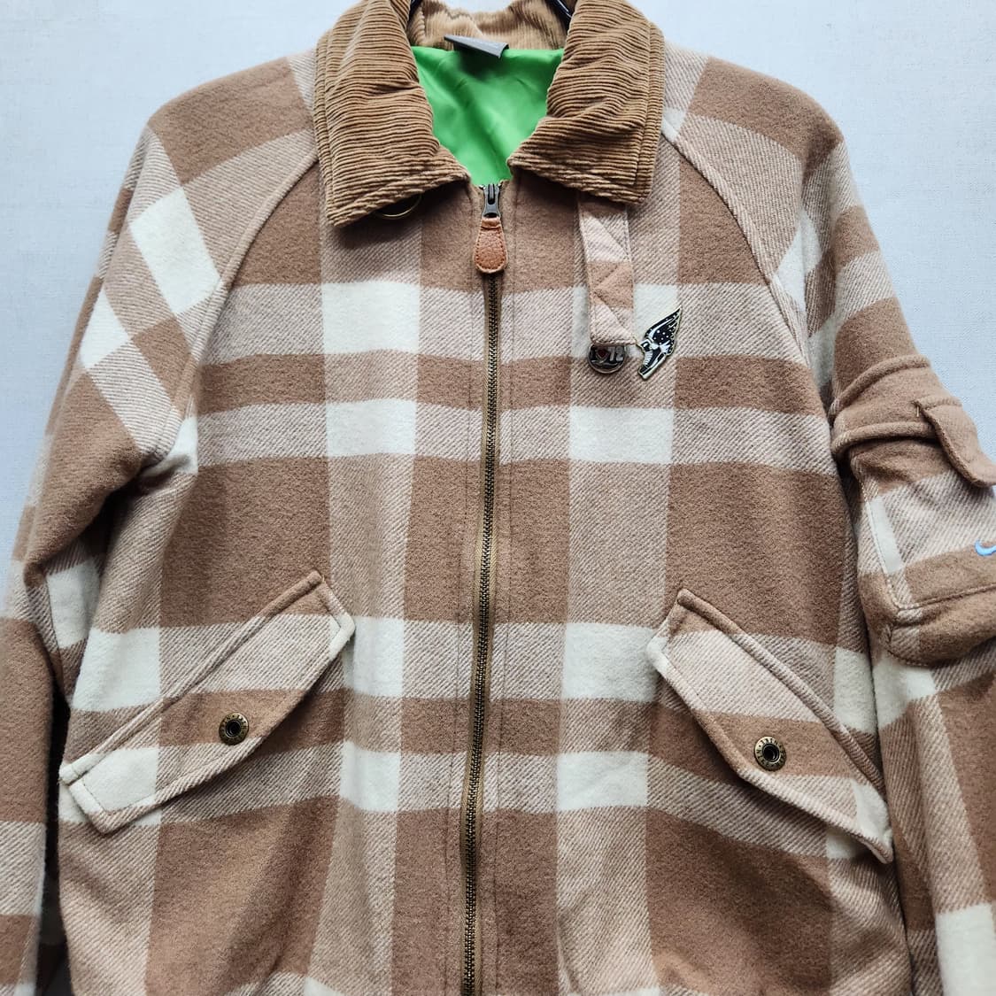 나이키 코듀로이 카라 울혼방 사이드포켓 체크 점퍼 M(M) 상품이미지2