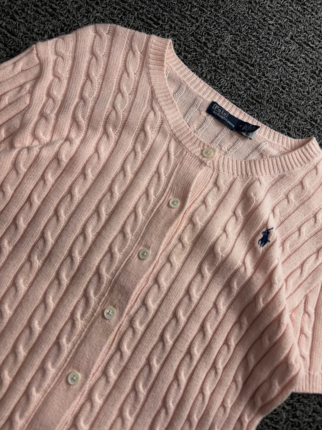 폴로 랄프로렌 우먼스 케이블 니트 반팔 가디건 3882 상품이미지3