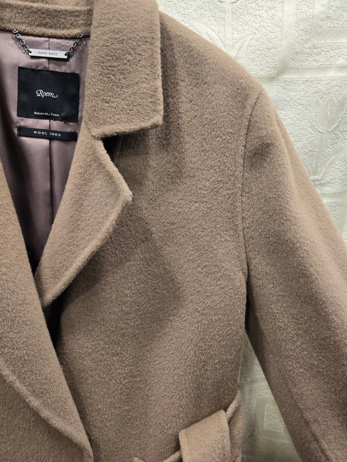 거의새거) 로엠 Roem 핸드메이드 울 100% 롱 코트 베이지 66 상품이미지3