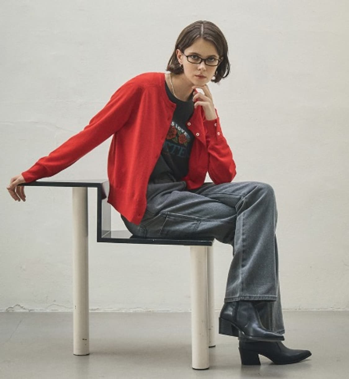 (새상품) 반원아틀리에 캐시미어 울 가디건 상품이미지1