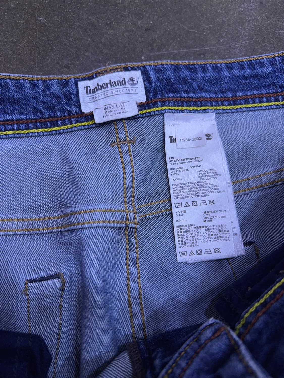 팀버랜드 슬림핏 스트레치 빈티지 워싱 데님팬츠 33 상품이미지8