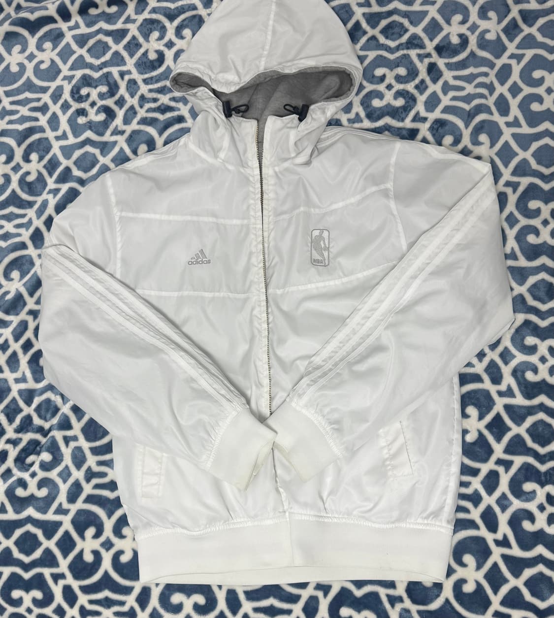 빈티지) NBA 아디다스 리버시블 바람막이 후드집업 그레이 화이트 상품이미지1