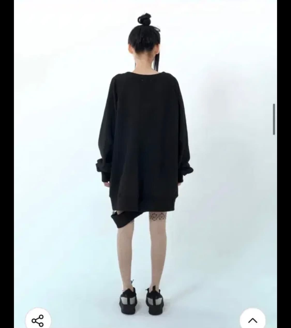 오스하이oshigh 블랙 V넥 롱 맨투맨 원피스 상품이미지2