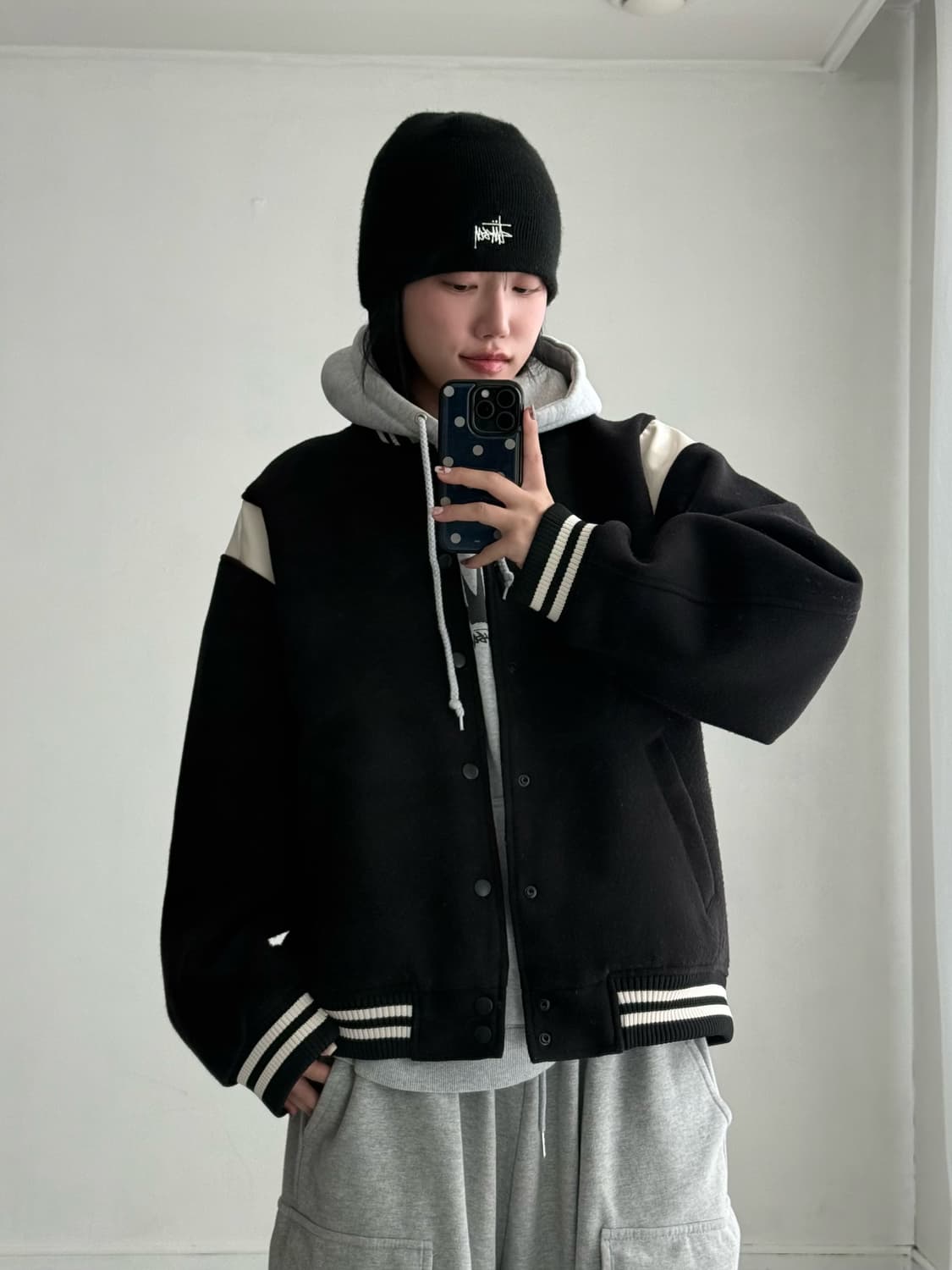 파르티멘토 블랙 바시티 자켓 상품이미지2