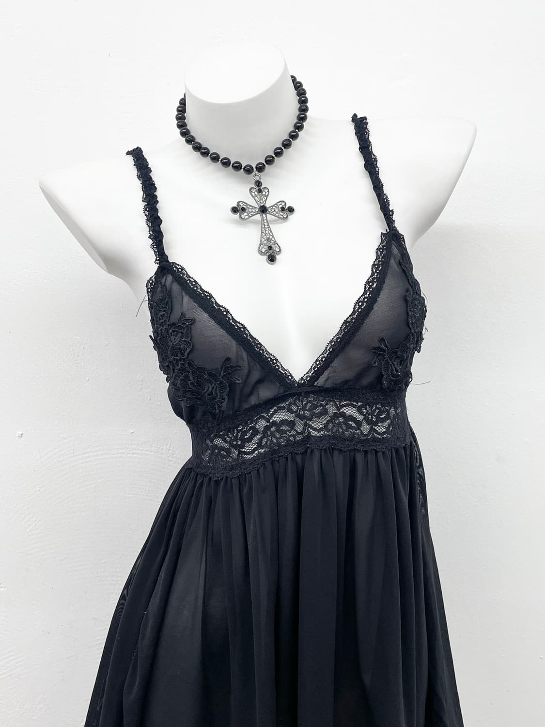 블랙 시어 레이스 슬립 상품이미지2