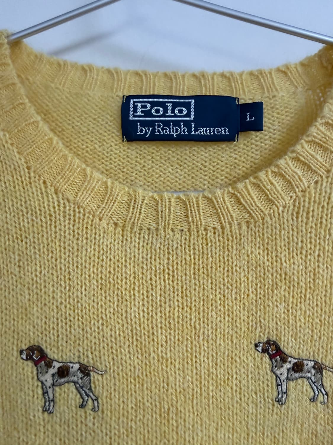 정품)폴로 도그패턴 옐로우니트 L 상품이미지2