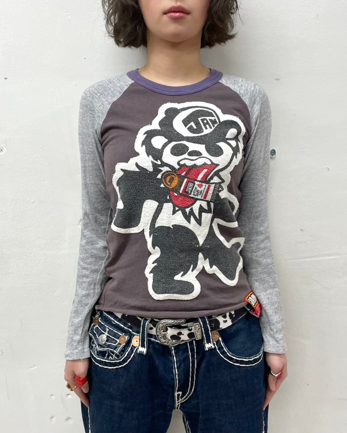 Jam Panda Embroidery Gray Long Sleeve 상품이미지2